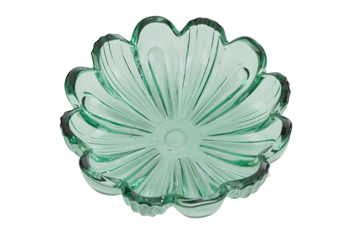 Coppetta fiore in vetro verde menta c/box - diam.14 cm - Le Stelle
