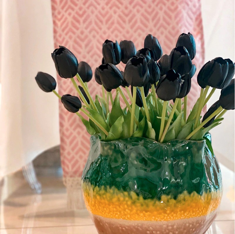 Bouquet di 5 tulipani - Nero - Fiore artificiale - EDG