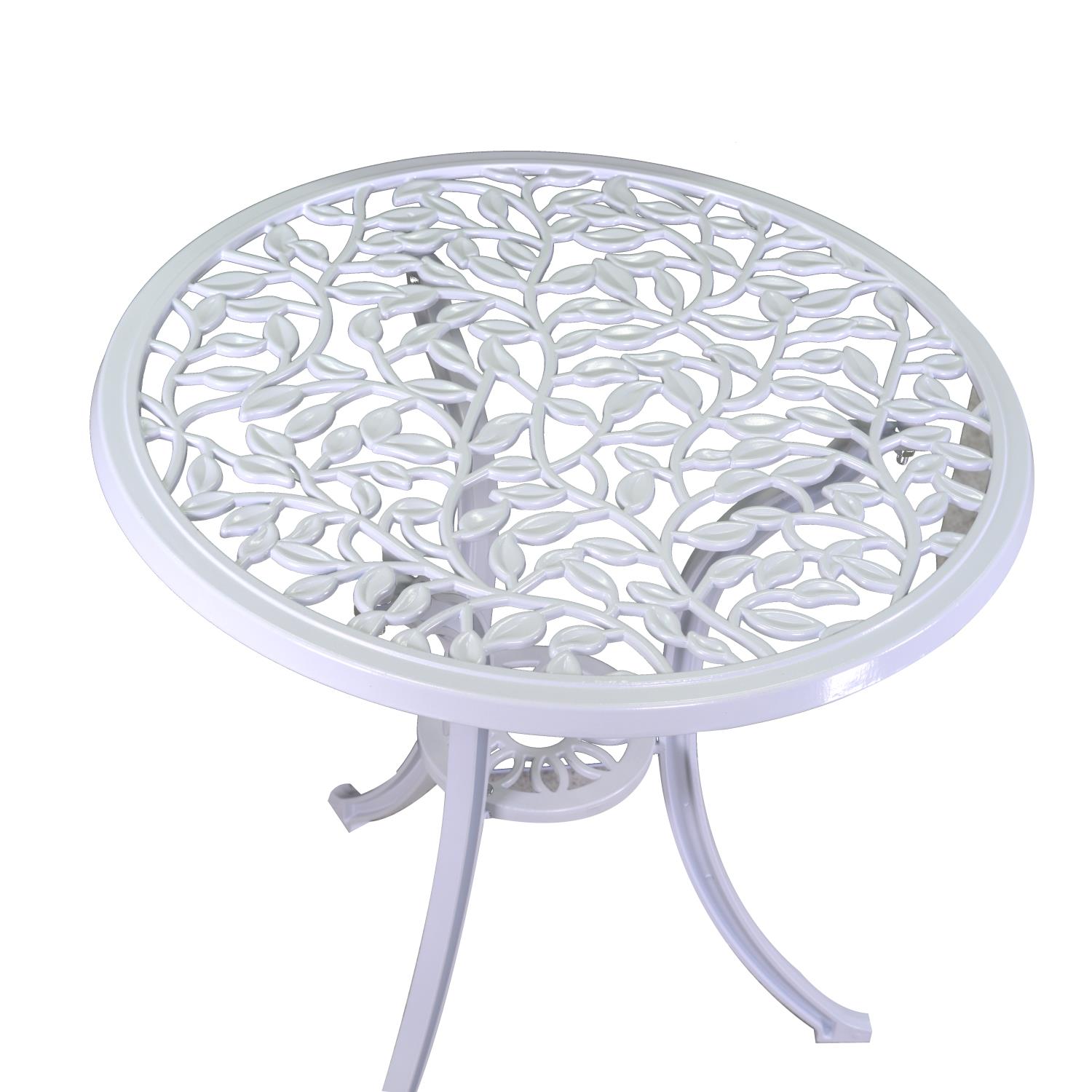 Tavolo rotondo in alluminio pressofuso Volterra bianco con 2 sedie - Vacchetti