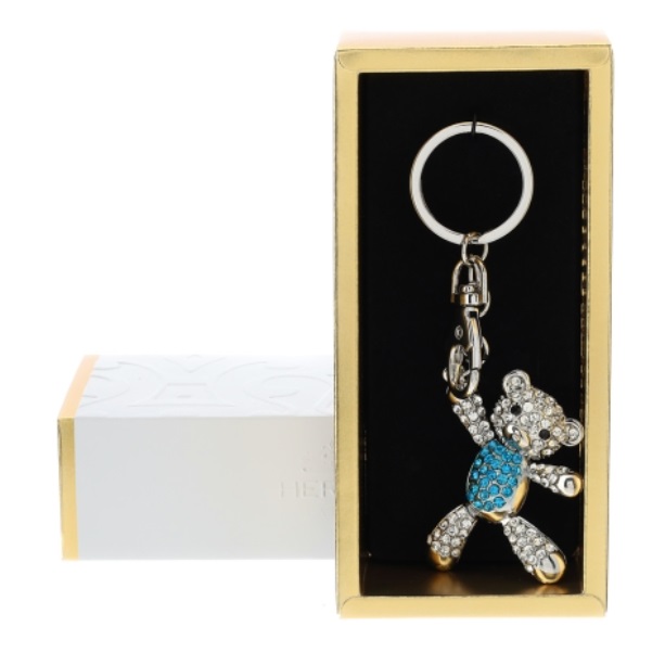 Portachiavi orsetto gioiello argento c/astuccio - 2 varianti - 5x13 cm - Hervit