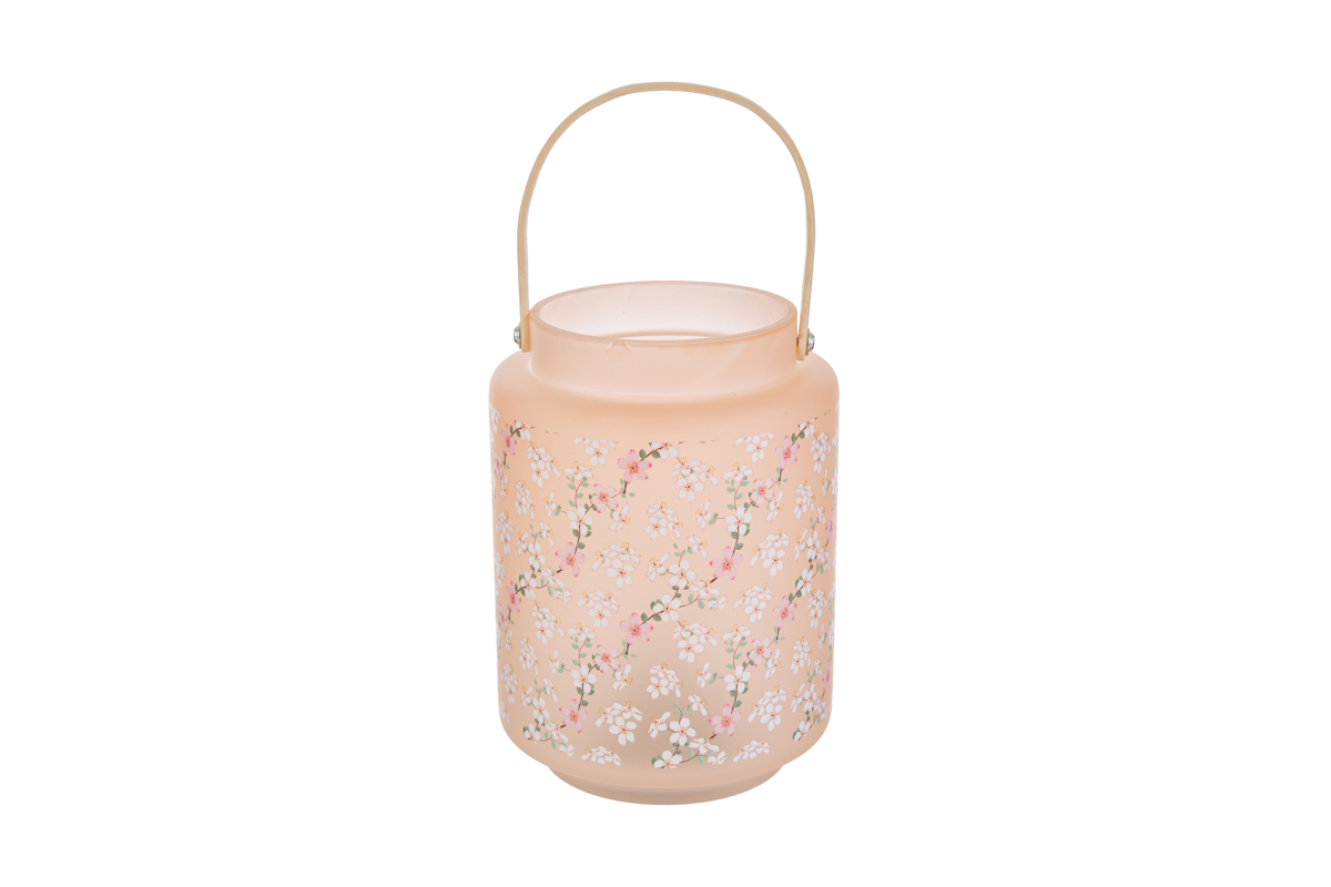Lanterna in vetro a led magnolia c/shopper - H.17x12 cm - Le Stelle