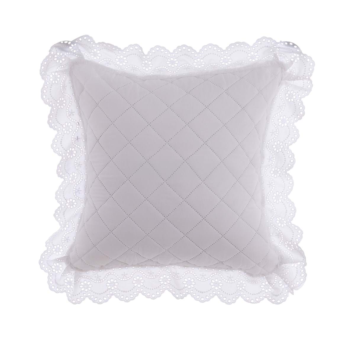 Cuscino arredo con gala in pizzo sangallo - Linea Estate di Sangallo - 2 varianti -  45x45 cm - Blanc Mariclo
