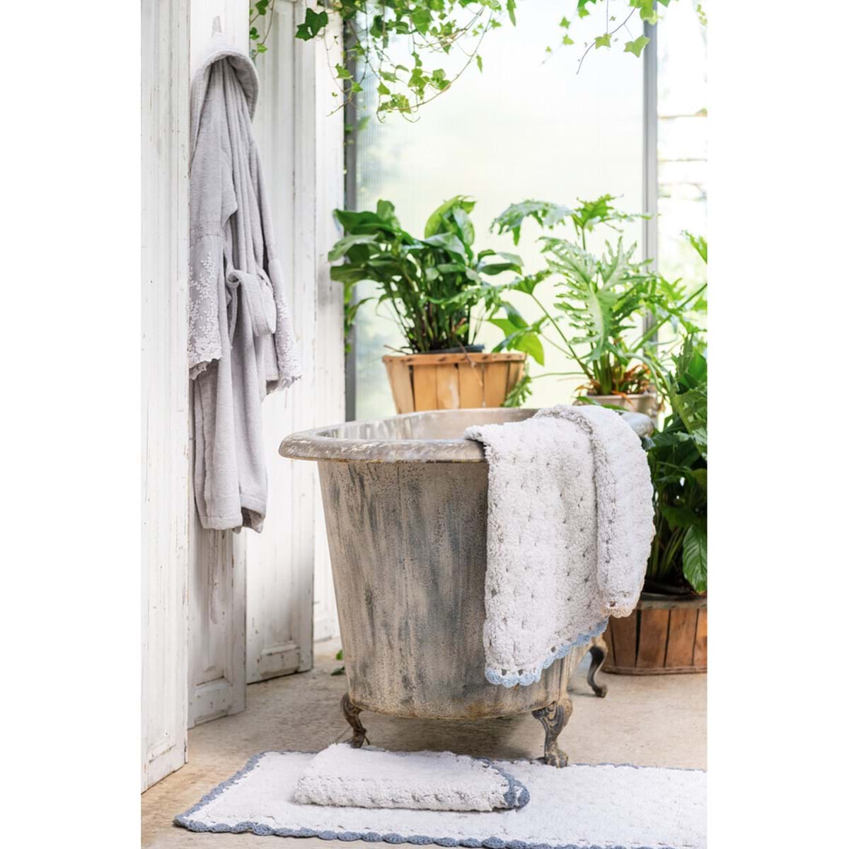 Tappeto rettangolare in cotone con crochet colori ass. - 60x130 cm - Blanc Mariclo