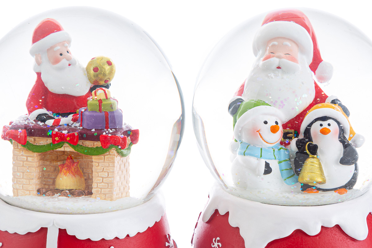 Carillon ampolla babbo natale - 2 assortiti - 10x10x15 cm