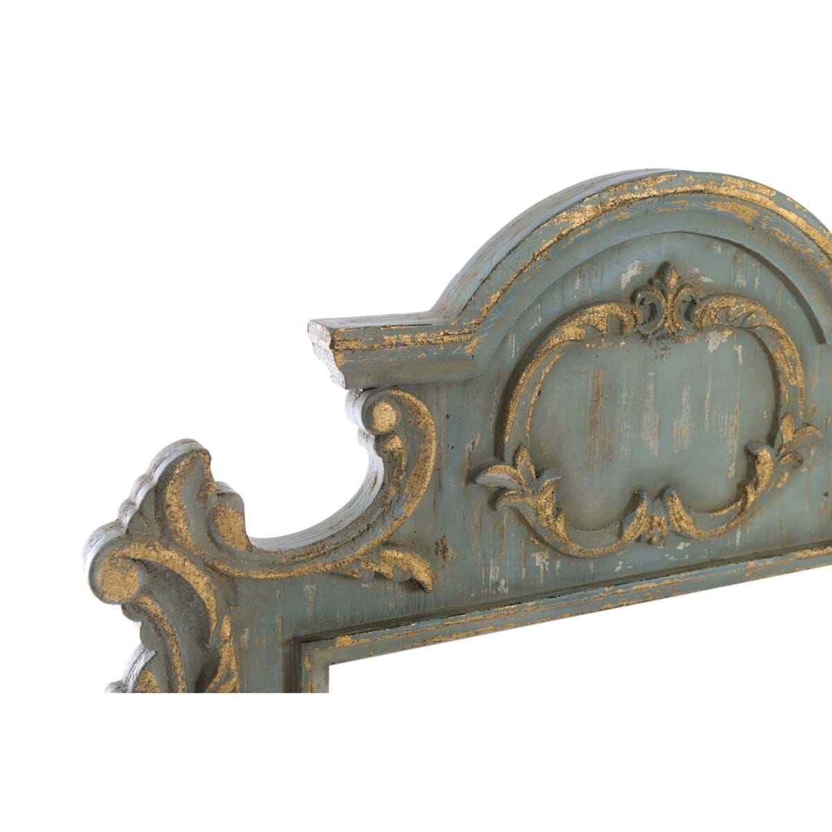 Specchio decapè da parete in legno di abete verde con intagli oro - 75x3x110 cm - Blanc Mariclo