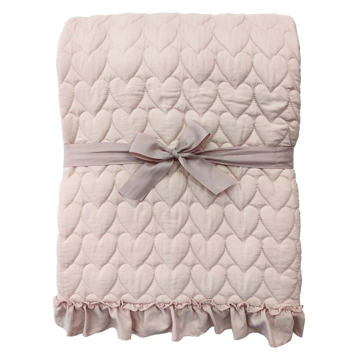 Trapuntino singolo rosa con cuoricini c/gala + 1 copriguanciale 50x70 - Collezione Cuore di Zucchero -  180x260 cm - Blanc Mariclo