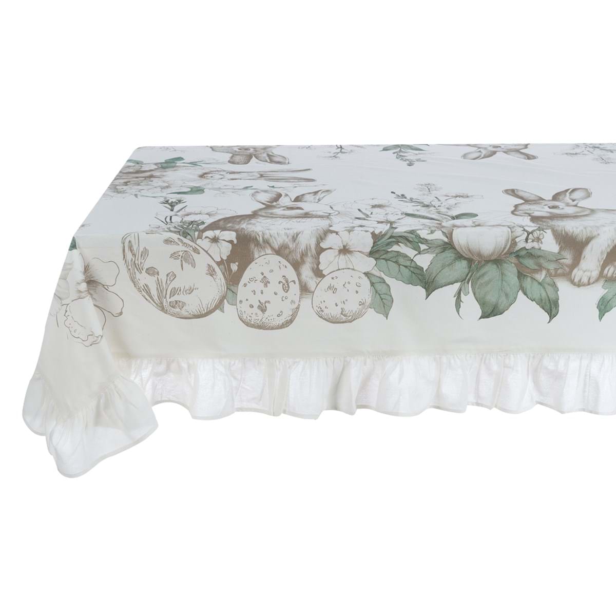 Tovaglia pasquale con gala Les Jardin des Lapins- 180x310 cm - Blanc Mariclo