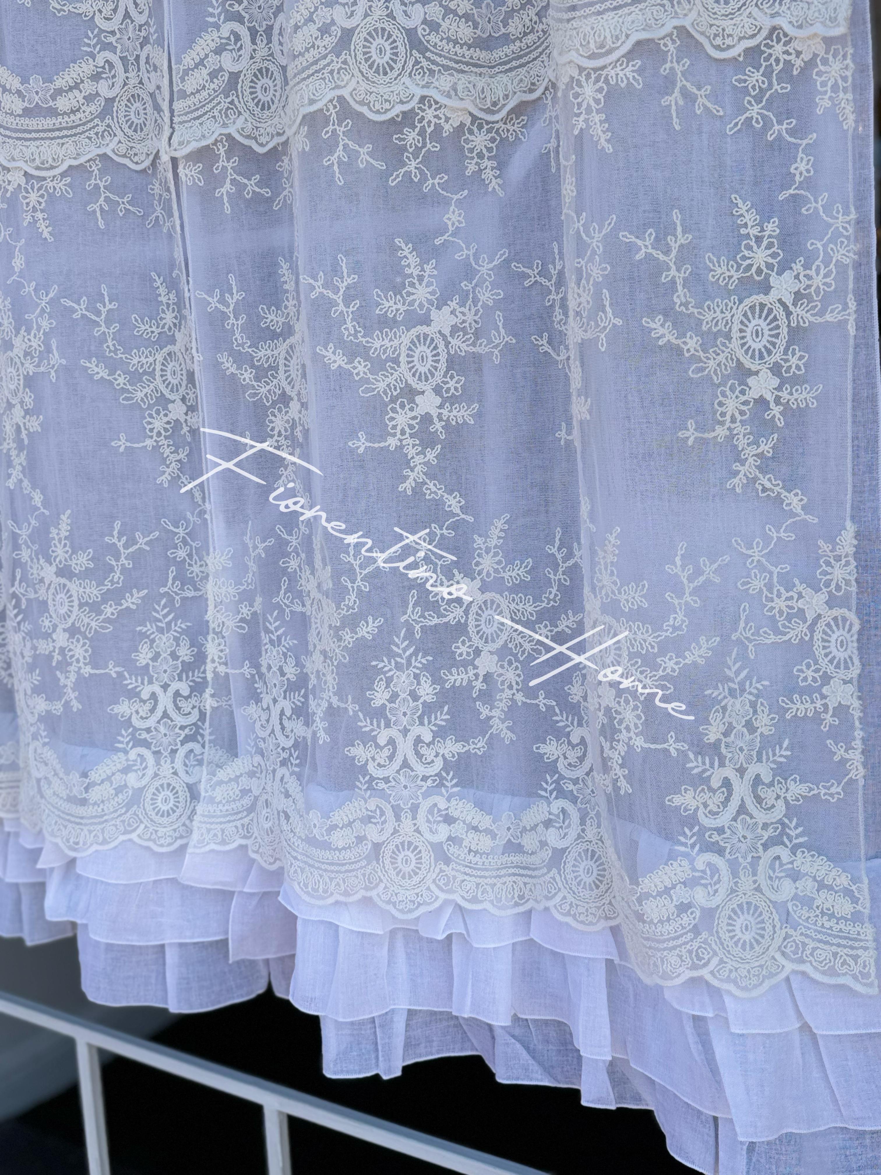 Vetrage in garza di cotone e pizzo Rococo 