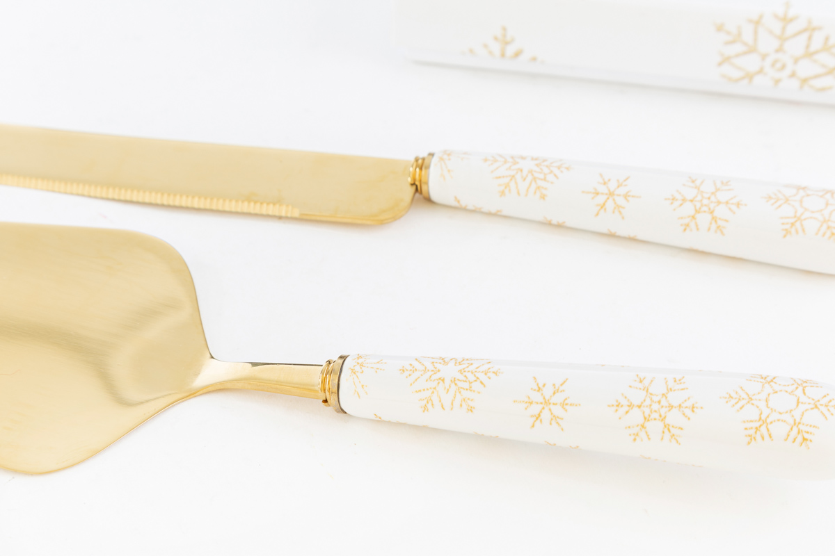 Set 2 pezzi taglia torta natalizio bianco - 28 cm