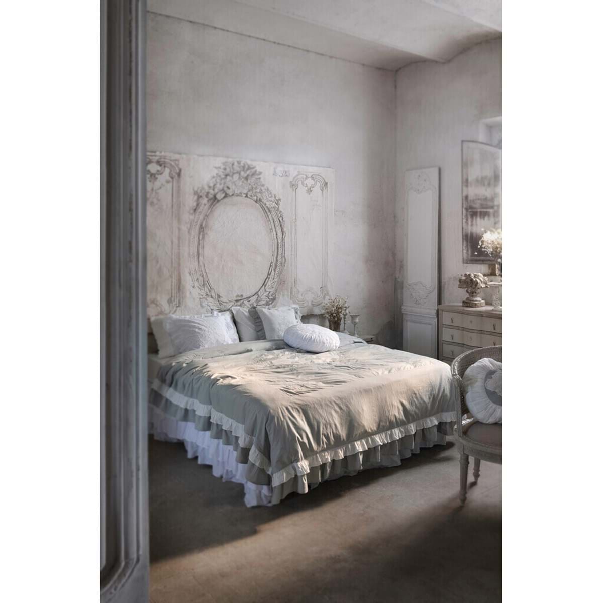 Parure copripiumino matrimoniale in cotone - Collezione Dentelle - 200x250 - Blanc Mariclo