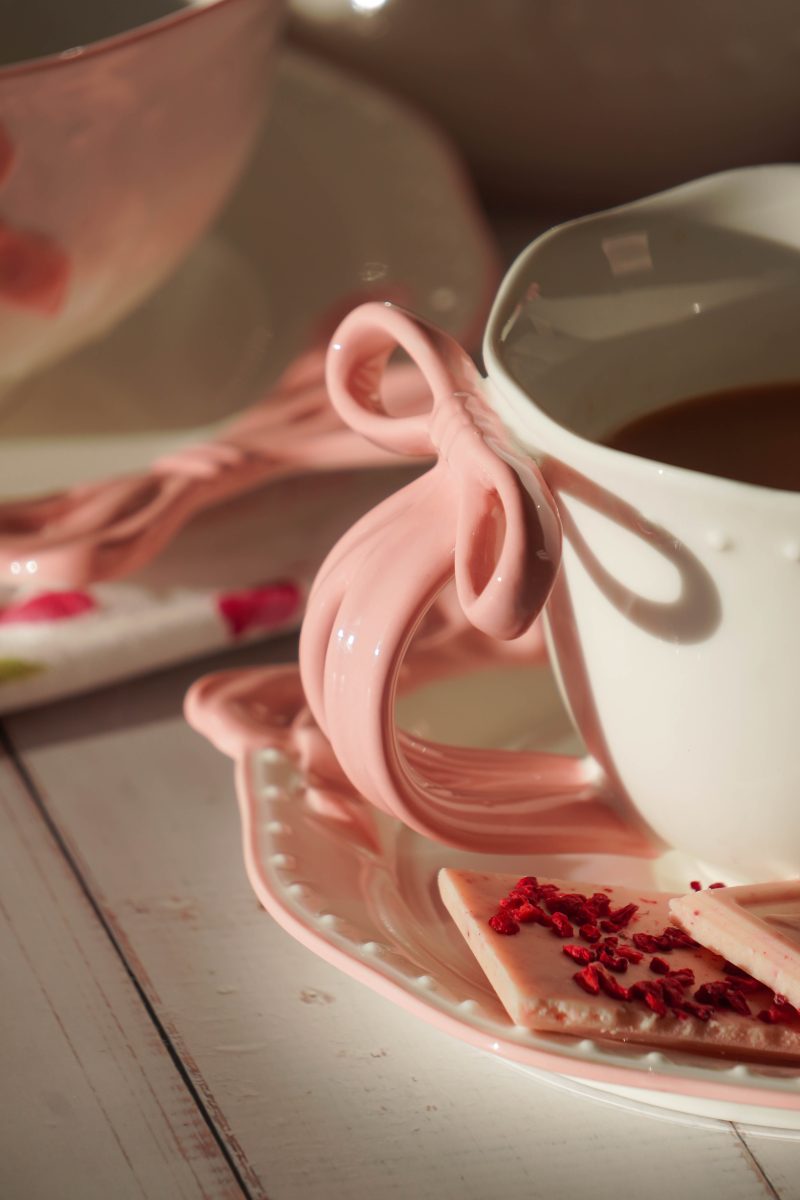 Tazza e piattino Ribbon Grace in porcellana - ml 250 - Isabelle Rose