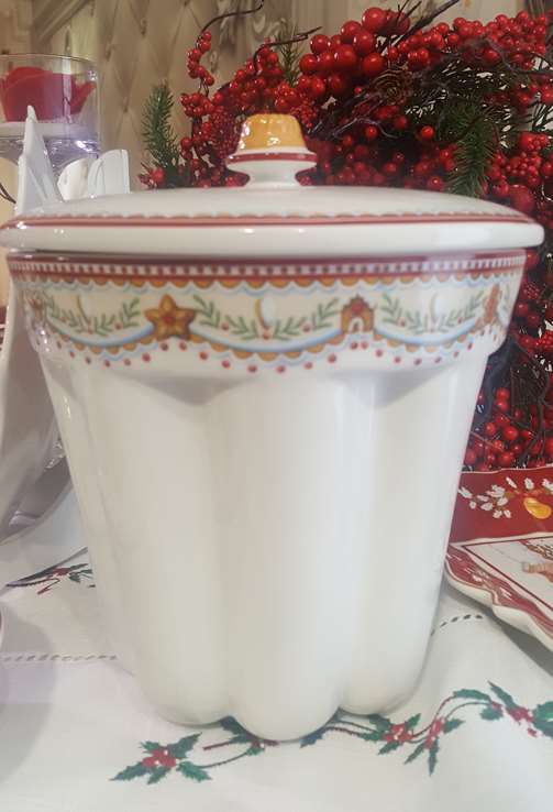 Villeroy & boch - biscottiera porta bon bon con decoro natalizio - h 18  cm
