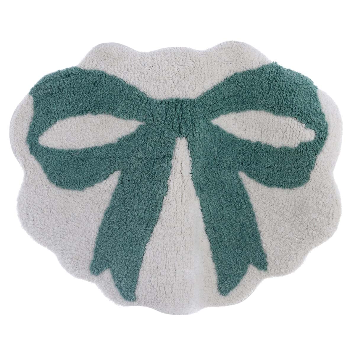 Tappeto in cotone con fiocco verde - 50x60 cm - Blanc Mariclo