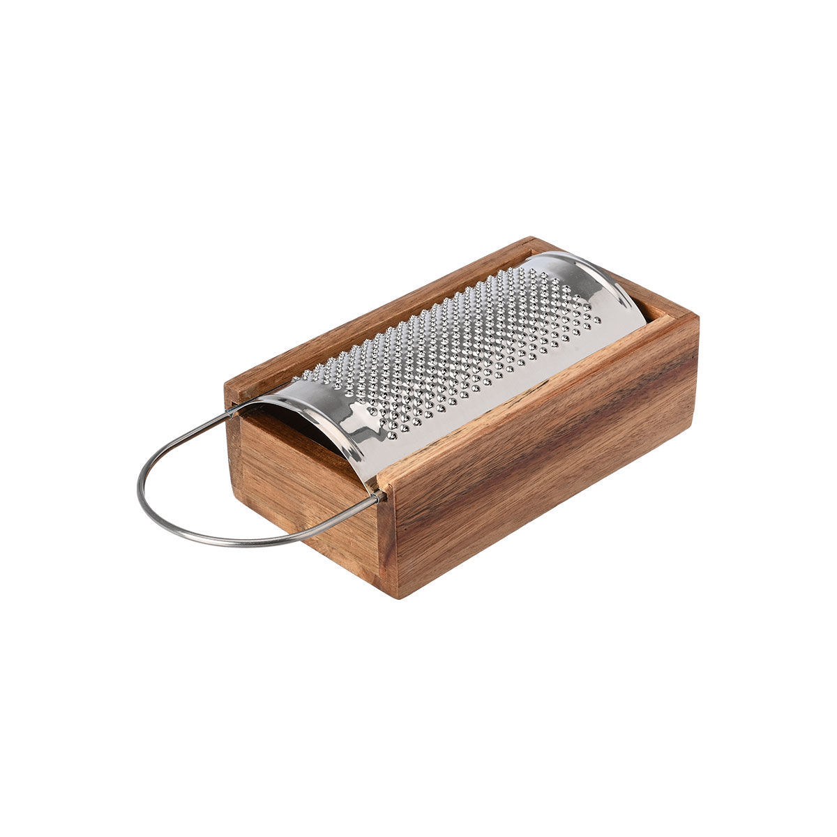 Grattugia in acciaio inossidabile con contenitore in legno - 22x9x6.5 cm - Estia