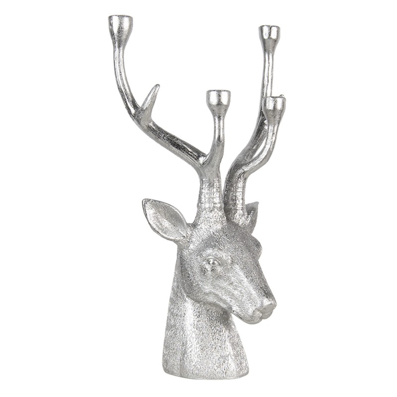 Portacandela renna in resina argento - h. 49 cm - clayre and eef