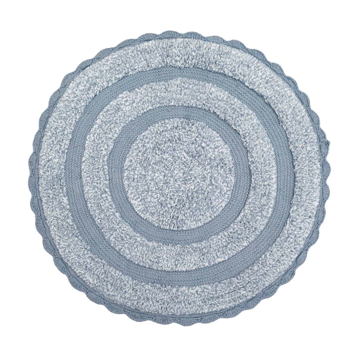 Tappeto in cotone con crochet azzurro - Daphne Collection - 65x65 cm - Blanc Mariclo