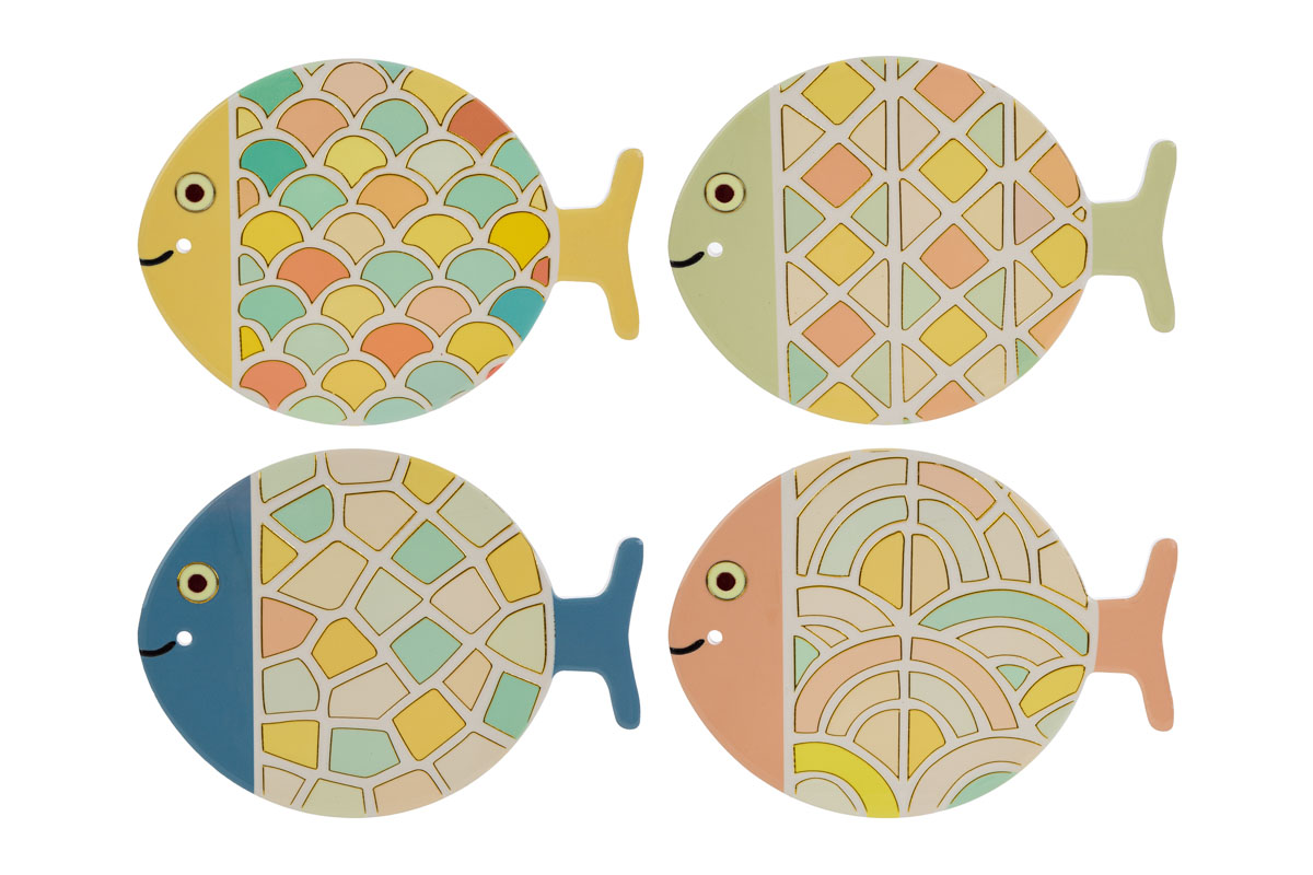 Poggia pentola in ceramica Pesciolino c/astuccio - 4 varianti - 15x20 cm - Le Stelle