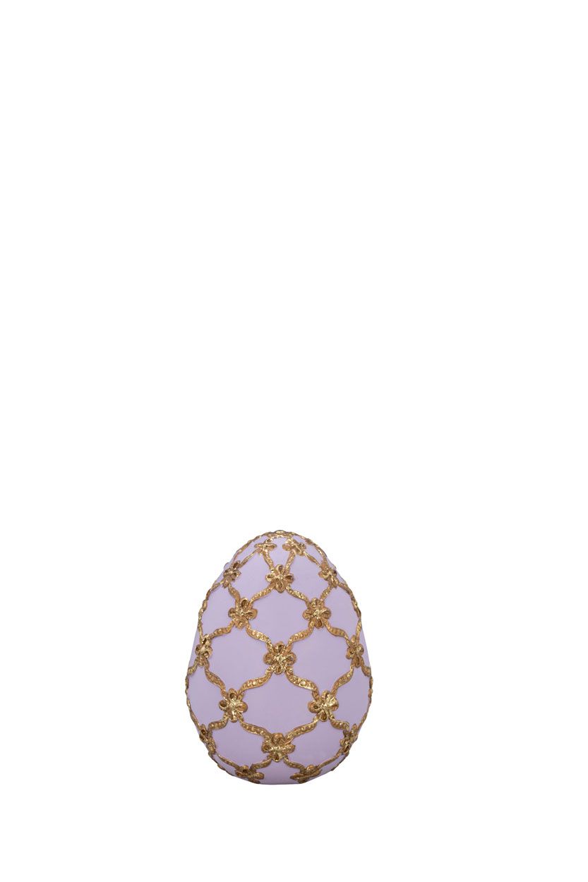 Uovo decorativo in resina con decoro oro a rilievo - vari colori -  H.10x7.5 cm - Hermann Bauer Kollektion