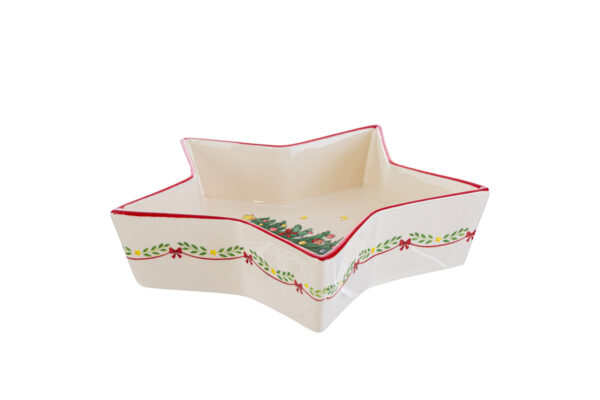 Vassoio in ceramica stella con albero di natale - H5x22 cm