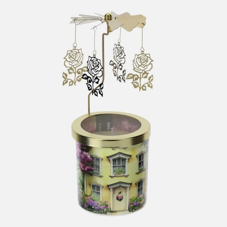 Candela profumata Cottage con giostra girevole 200 gr.  - vari modelli - 8x9 cm - Hervit