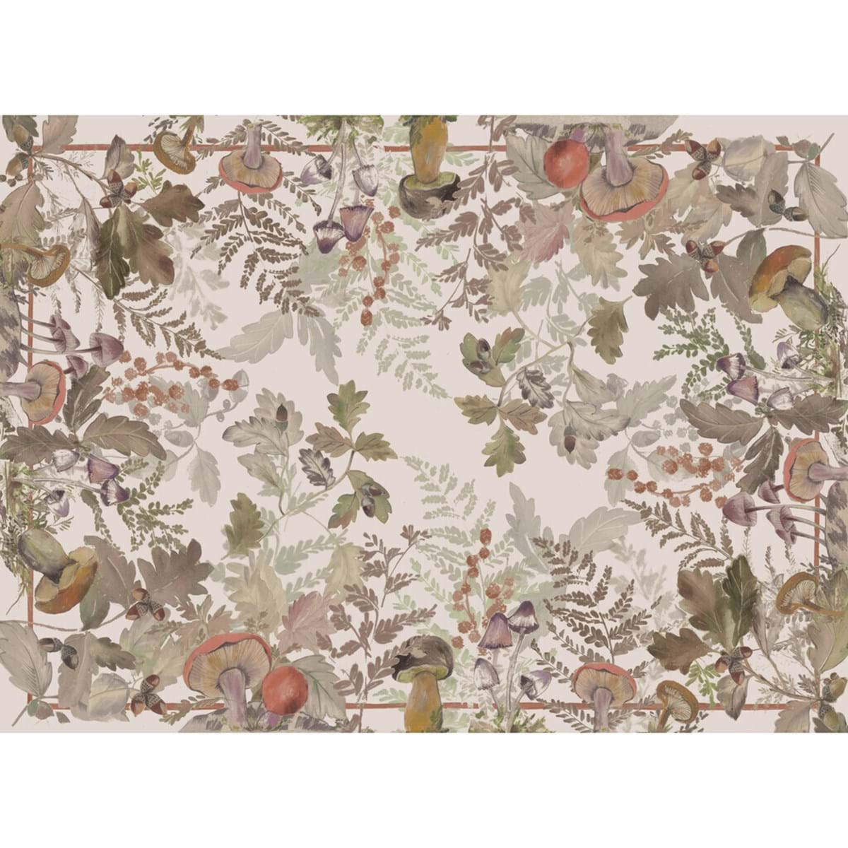 Tovaglia in cotone con stampa autunnale - Collezione Foret Enchantee - 160x160 cm - Blanc Mariclo - Foto 4