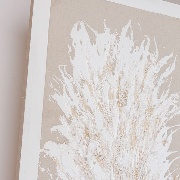 Quadro in tela c/cvaso di grano beige e bianco  - 62x4.5x122 cm - Eurolamp