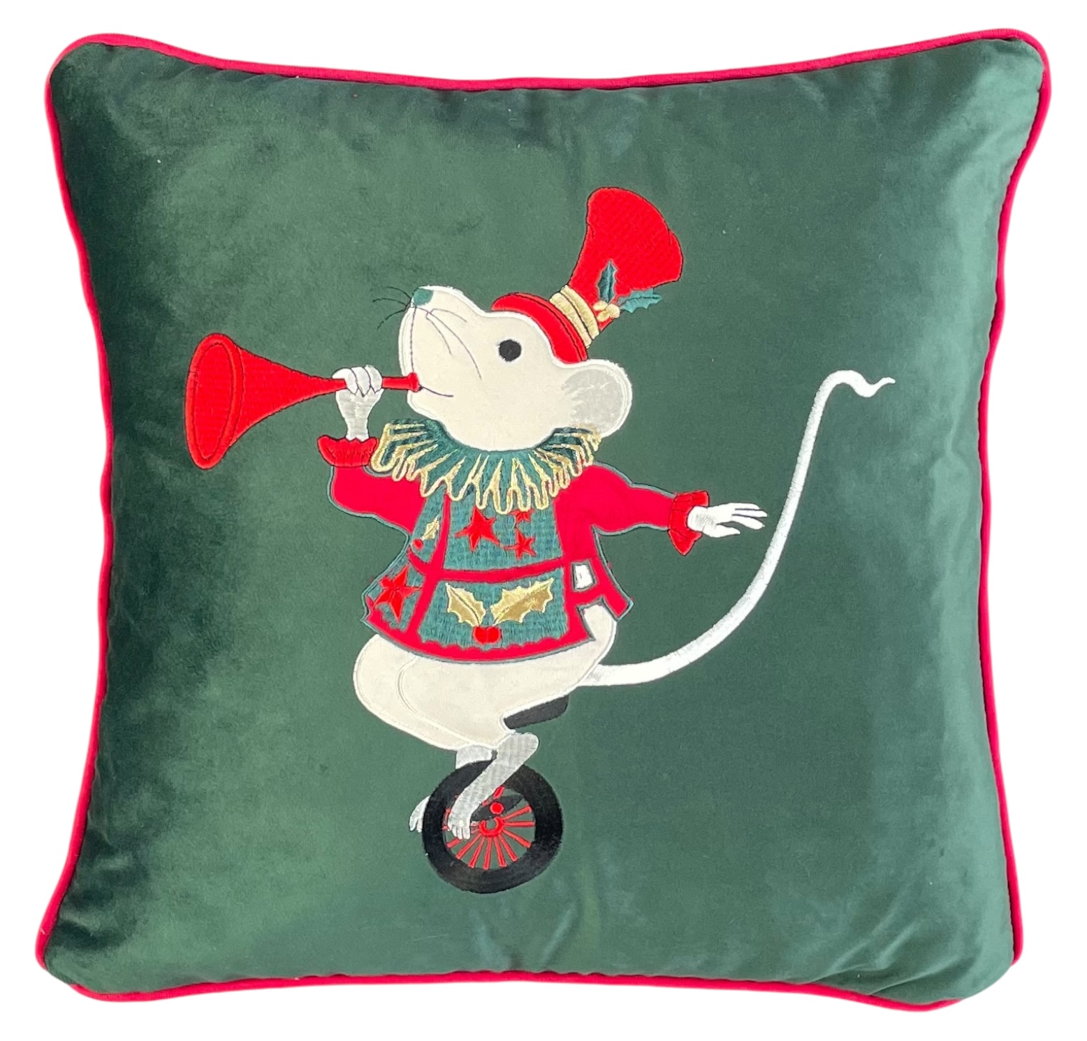Cuscino quadrato natalizio in velluto CIRQUE DE NOEL - 47x47 cm - vari colori - Clodette