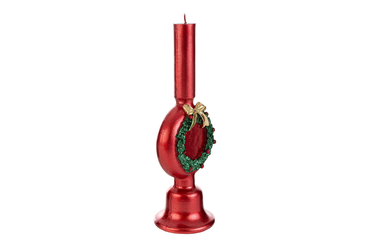 Candela natalizia rossa c/ghirlanda - H.23.5 cm - Le Stelle