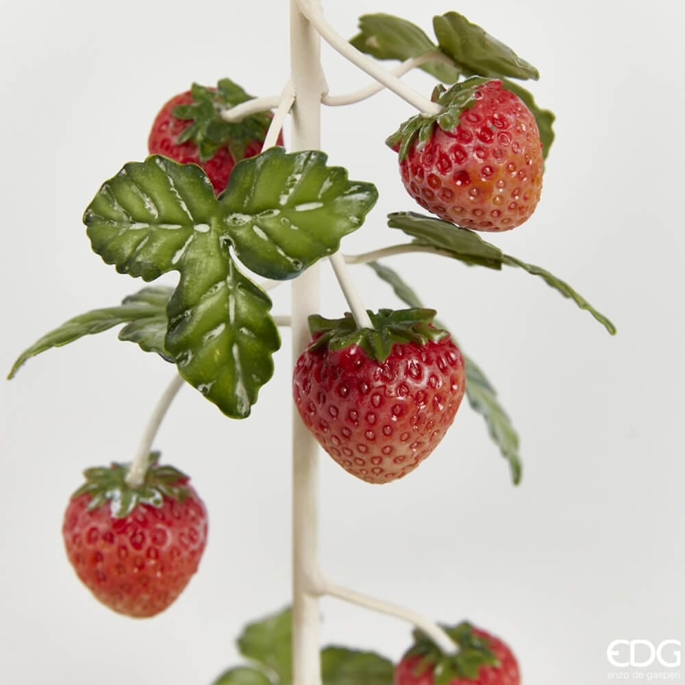 Portacandele in ferro con fragole - H.26 cm - EDG