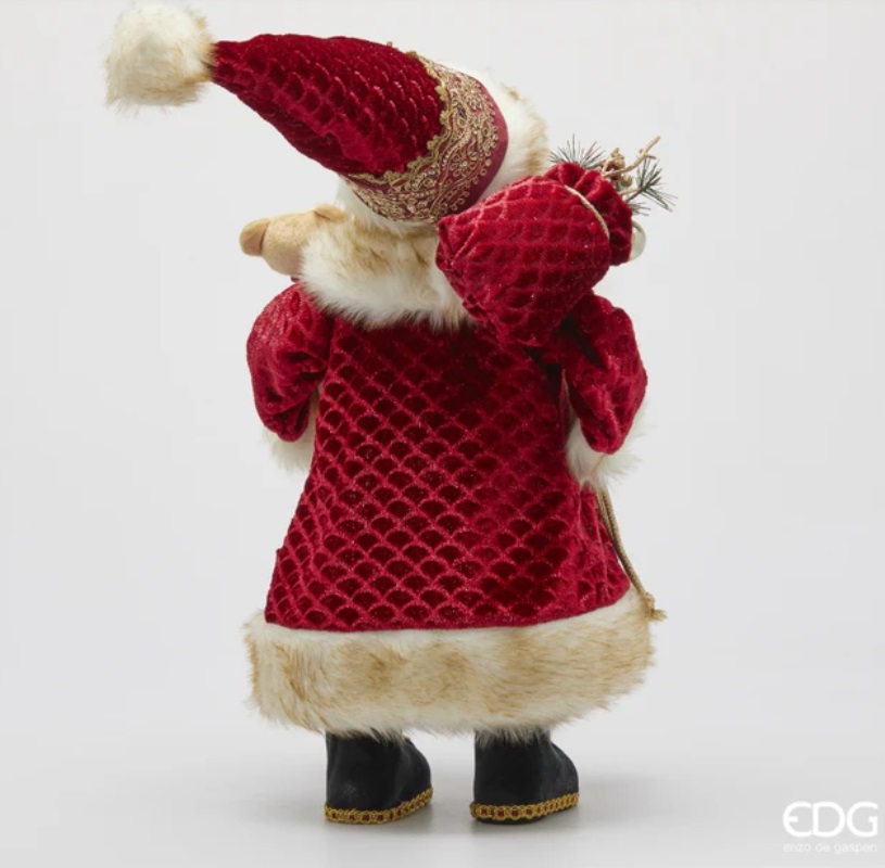 Babbo natale con orsetto in tessuto - H.80 cm - EDG