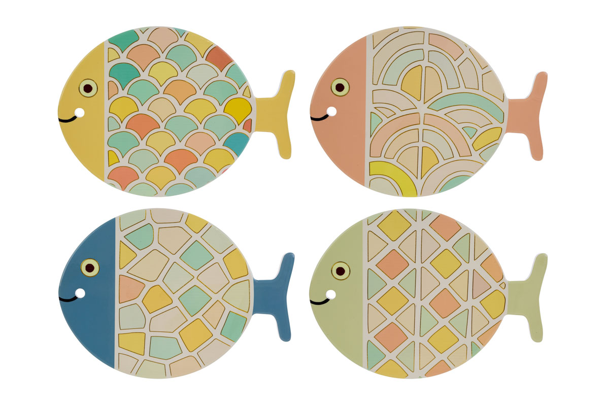 Poggia pentola in ceramica Pesciolino c/astuccio - 4 varianti - 21x28 cm - Le Stelle