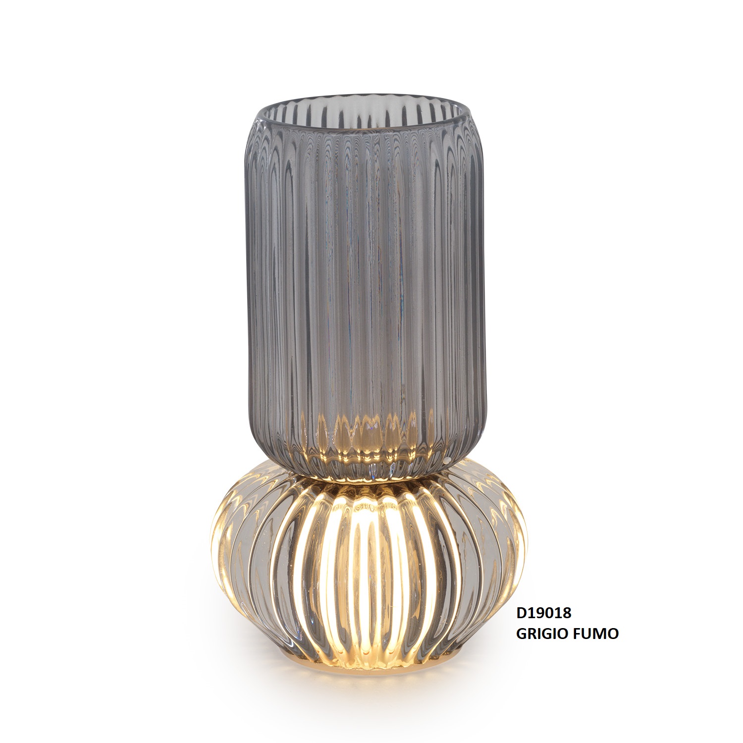 Vaso in vetro c/luce led Luminescence - vari colori - H.19x11 cm - Henriette