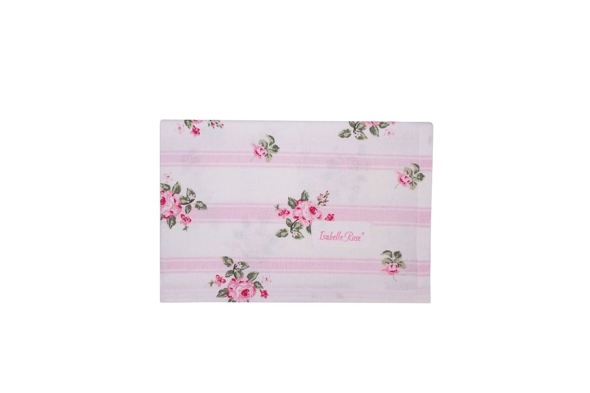Canovaccio in cotone con fiori / strisce - 50x70 cm - Linea Bella - Isabelle Rose