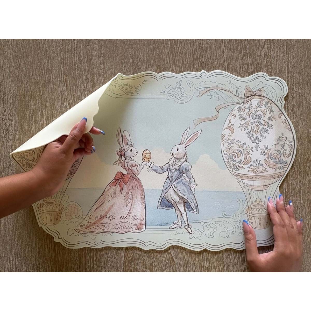 Tovaglietta in vinile con conigli - Linea Rococo Collection - 36x45 cm - Blanc Mariclo