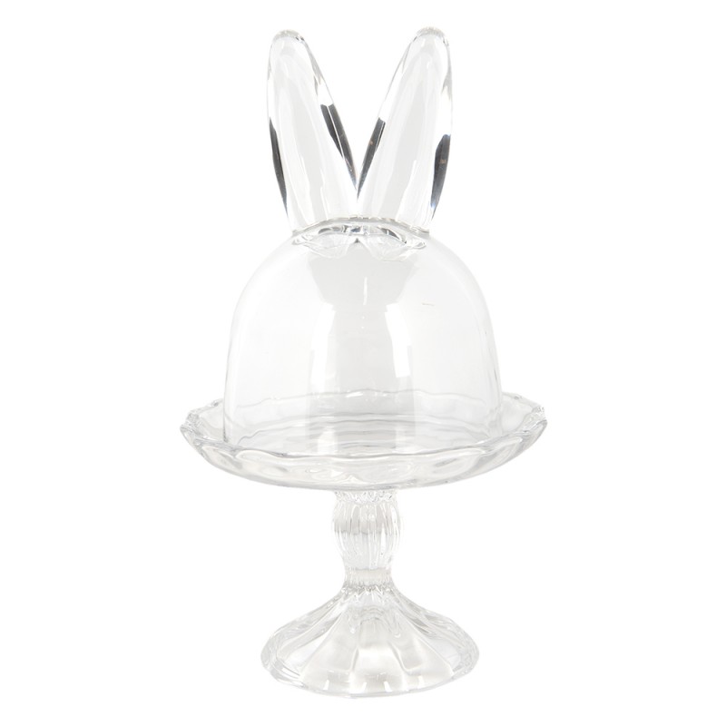 Alzatina coniglietto in vetro trasparente - diam.14x23 cm - Clayre&Eef