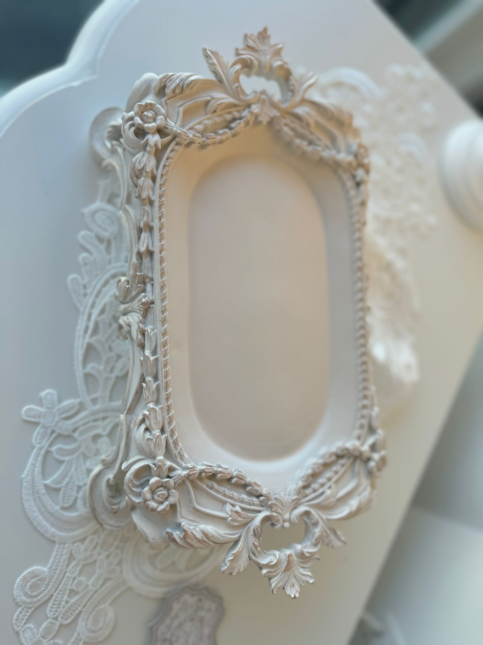 Vassoio portaoggetti in resina - Collezione Villa Clara - 30x18x6 cm - Blanc Mariclo
