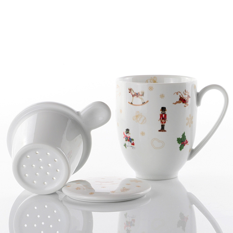 Tisaniera natalizia  con filtro e coperchio in porcellana - Linea Xmas - Weissestal