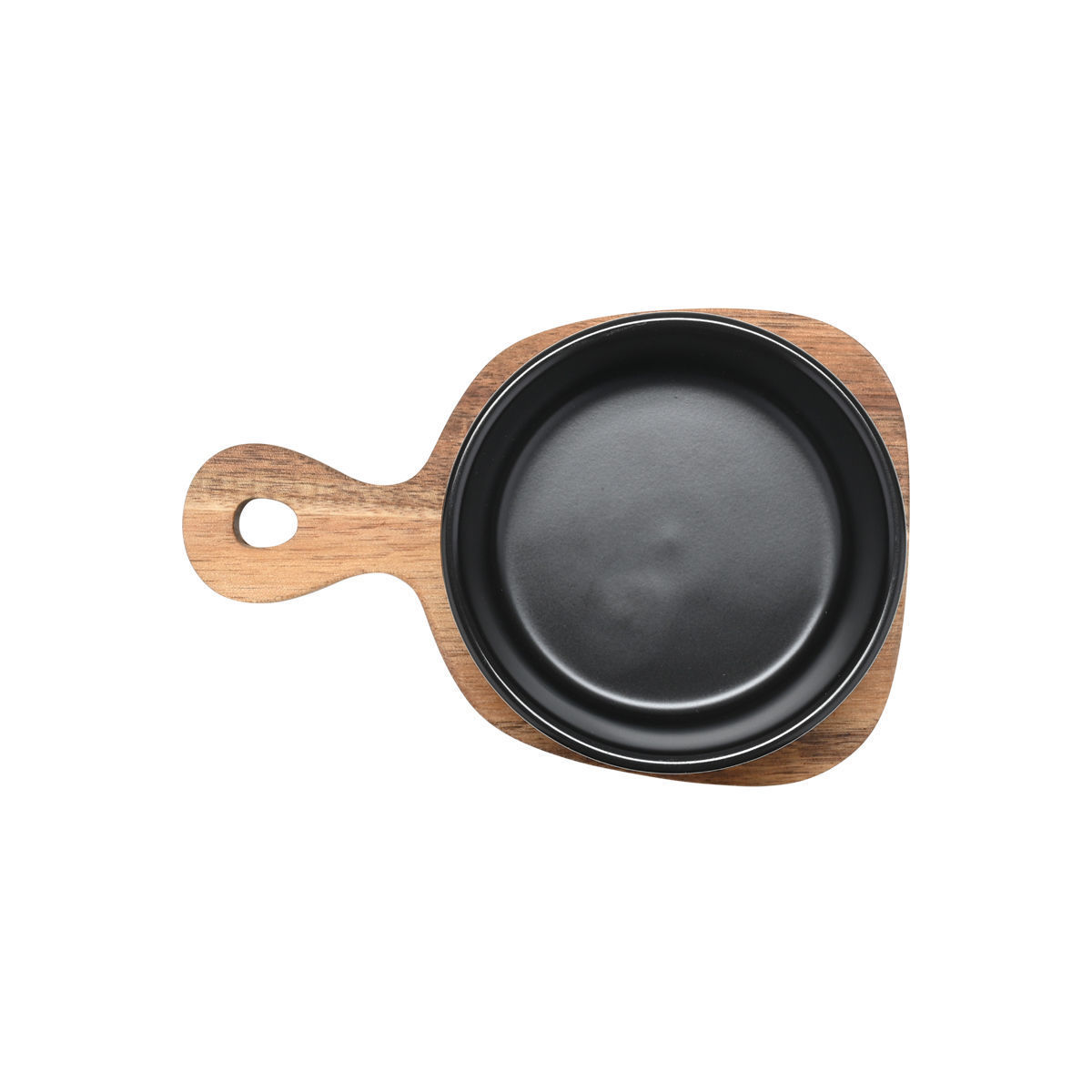 Vassoio da portata in legno di acacia con ciotola in ceramica e cucchiaio in legno - 10x15 cm -  Estia