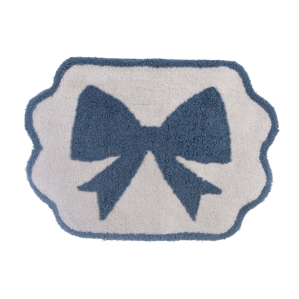 Tappeto in cotone con fiocco blu - 50x70 cm - Blanc Mariclo