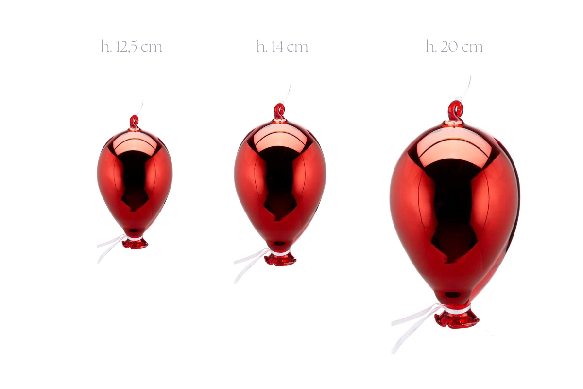 Set 3 palloncini in vetro rosso - 12.5 cm