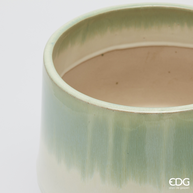 Vaso trapezio in ceramica con piatto - H.22 cm - EDG