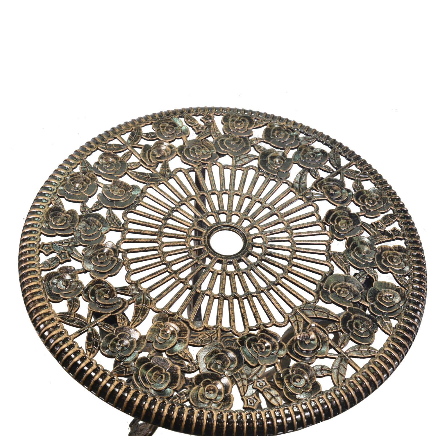 Tavolo rotondo in alluminio pressofuso Verona bronzato con 2 sedie - Vacchetti