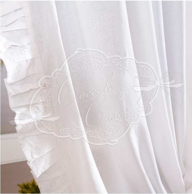 Set 2 tende bianche in mistocotone con embrasse - 150x300 cm - Coccole di Casa