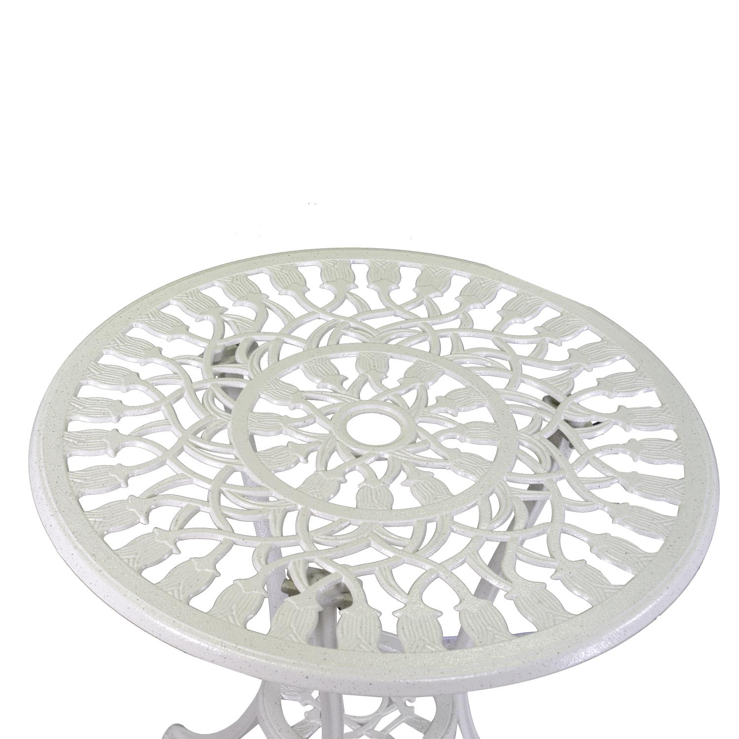 Tavolo rotondo in alluminio pressofuso Parma bianco con 2 sedie  - Vacchetti