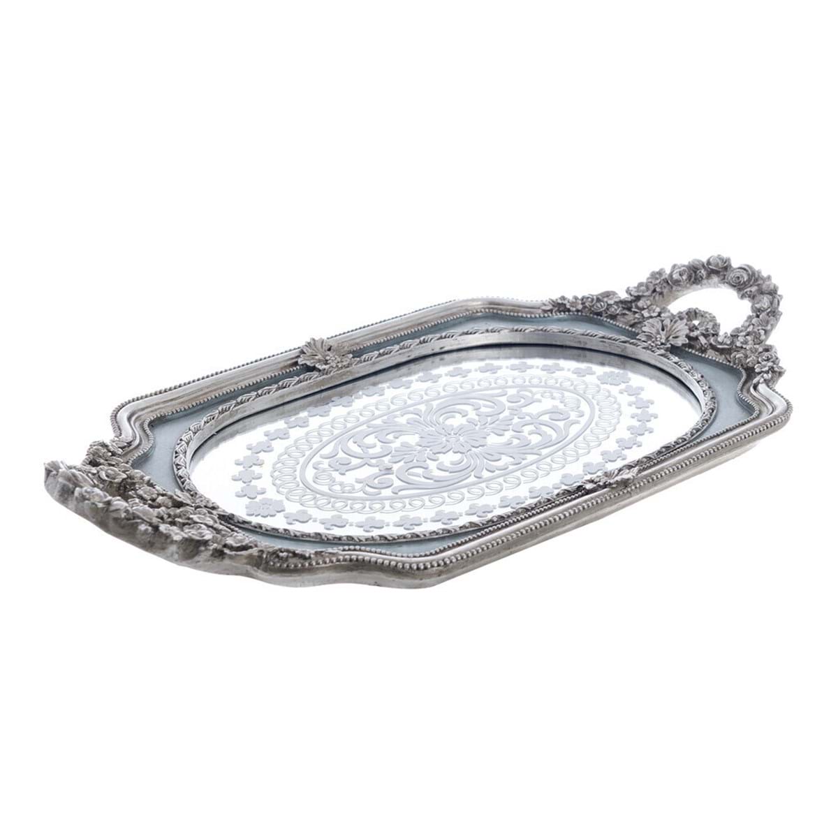 Vassoio in resina c/specchio - Collezione Villa Clara - 46x24x5 cm - Blanc Mariclo