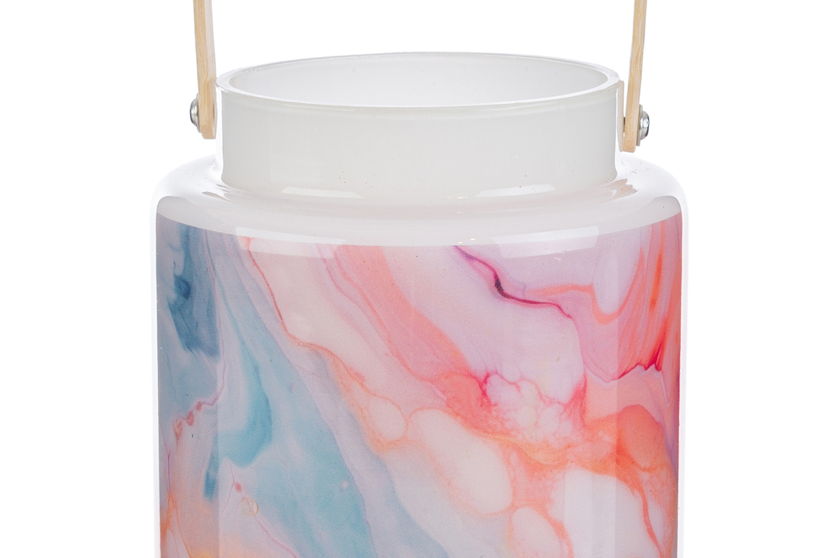 Lanterna in vetro a led Watercolor c/shopper - H.17x12 cm - Le Stelle - Foto 4