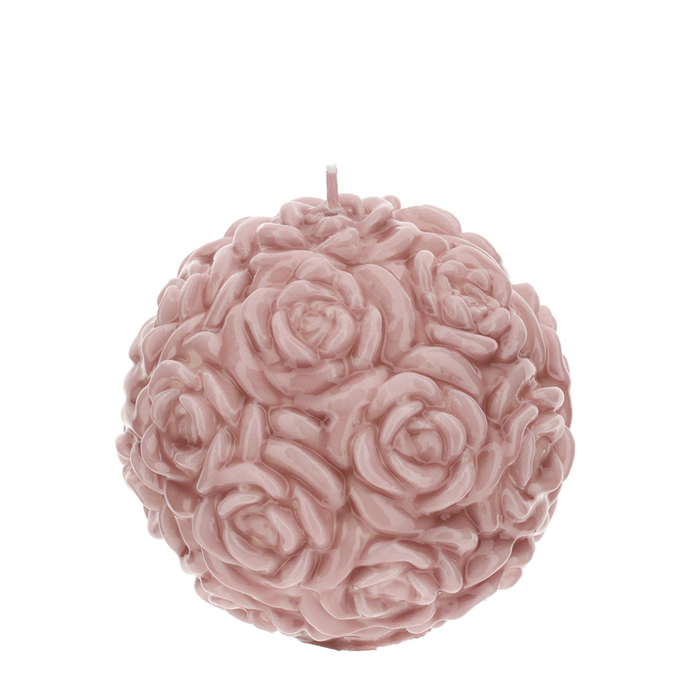 Candela sfera con rose laccata - disponibile in due colori - d 11 cm - Hervit