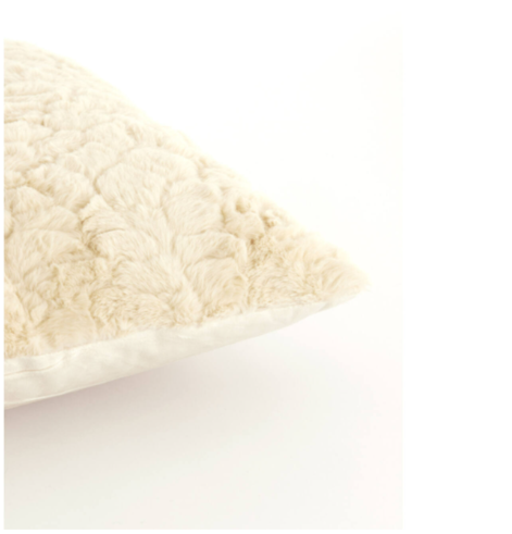 Cuscino arredo pellicciato quadrato mod.MORELLA beige - 45x45 cm - Light e Living
