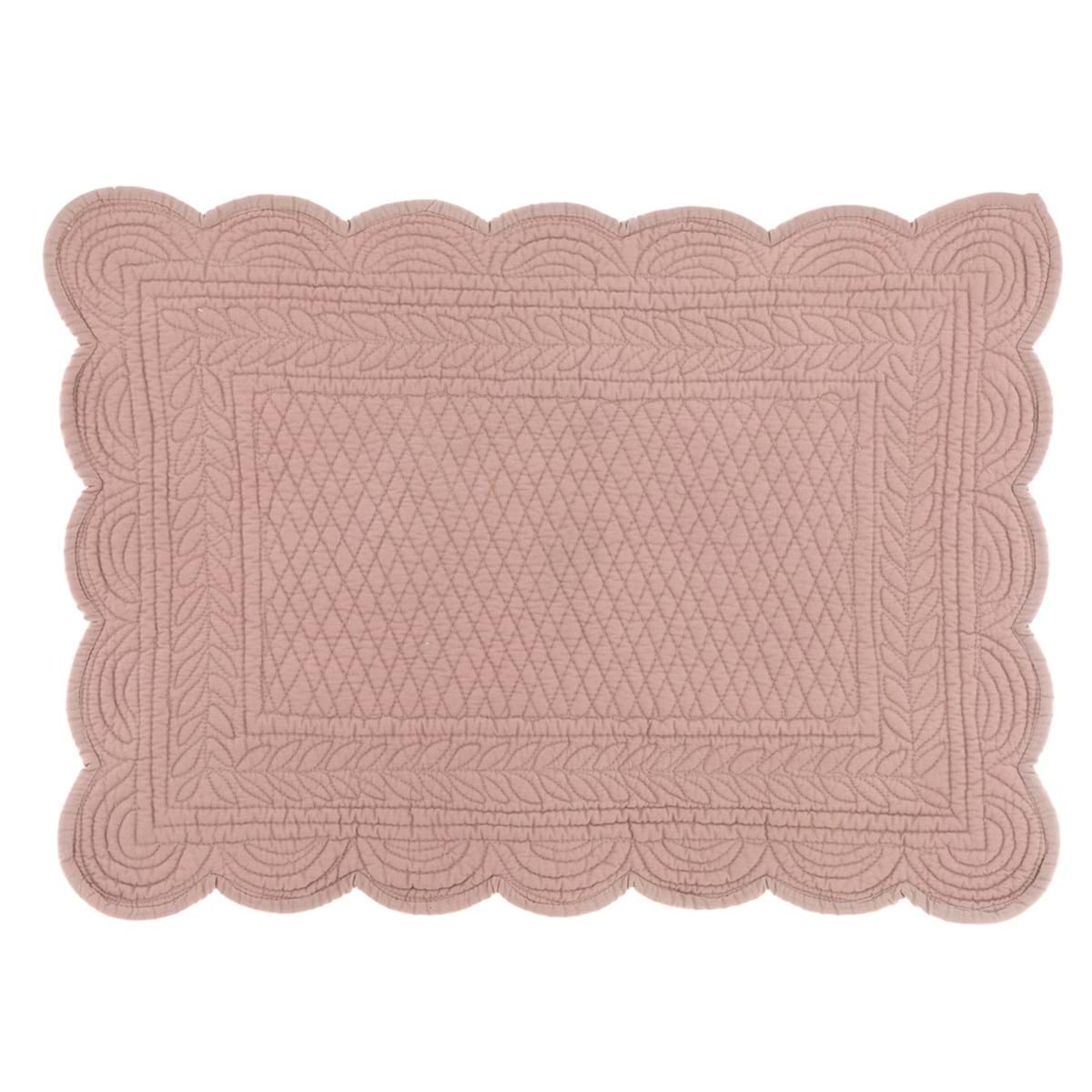 Tovaglietta trapuntata in cotone rosa cipria - Collezione Carmen - 35x50 cm - Blanc Mariclo