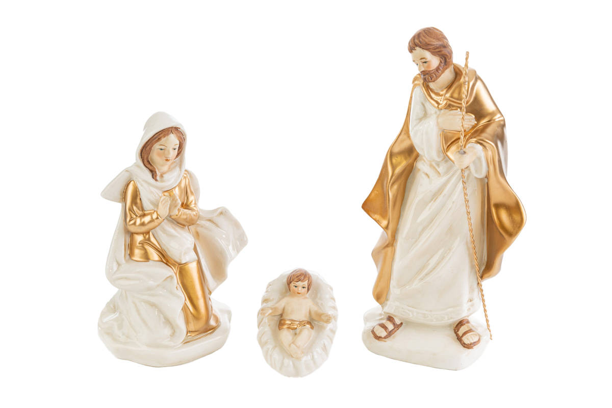 Set 5 pezzi natività in porcellana oro - H.21.5 cm